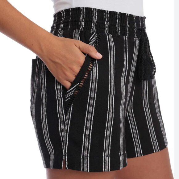 Briggs Womens Pull On Summer Linen Shorts Size 2XL Black Stripes - Picture 1 of 4